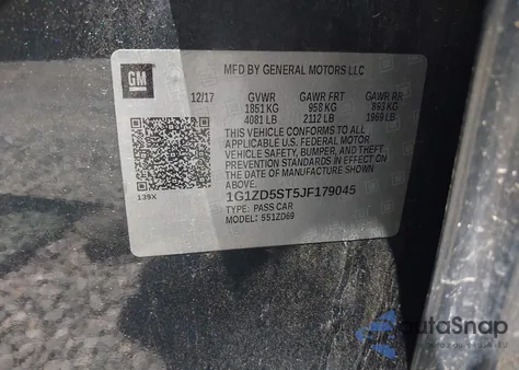 2018 Chevrolet Malibu Lt z USA, uszkodzony, nr VIN 1G1ZD5ST5JF179045